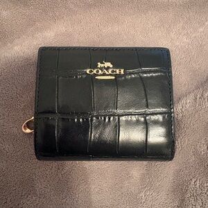 SOLD Coach Black Croc-Embossed Leather Wallet